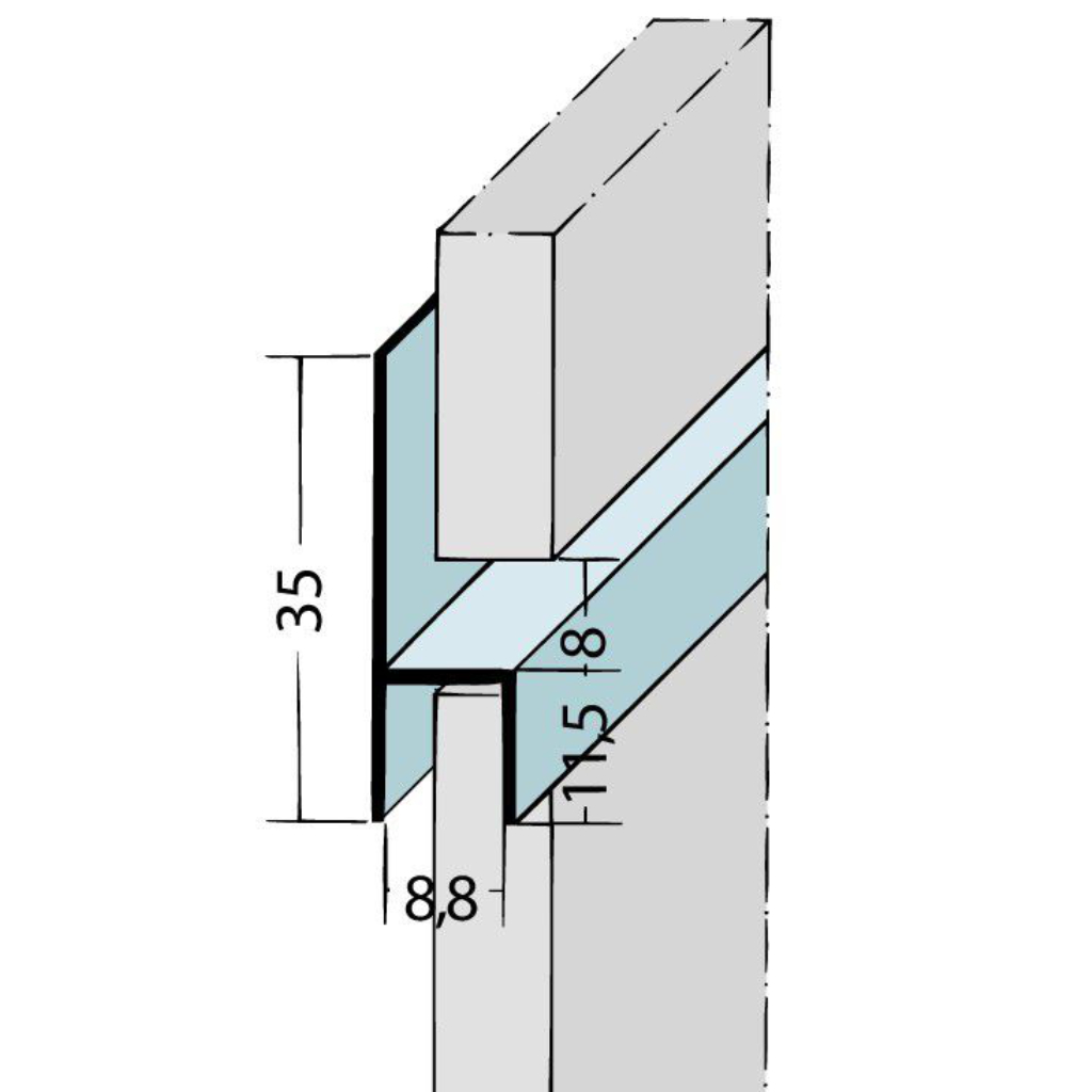 Fugen-h-Profil horizontal Alu EV1 9087