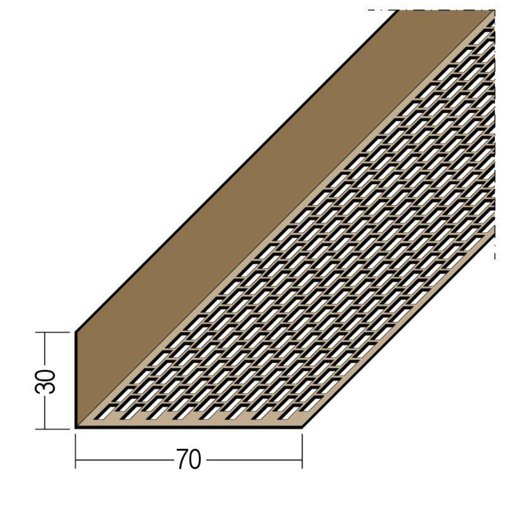 Lüftungswinkel einseitige Rechtecklochung PVC 03613 250,0