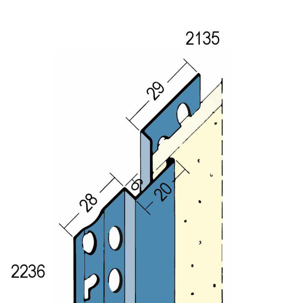 Dehnungsfugenprofil für den Innen- und Außenputz 2236