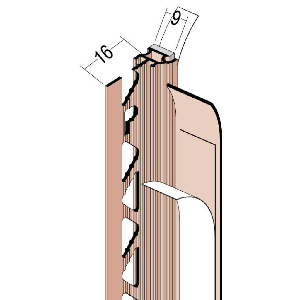 Anputzdichtleiste mit Bewegungskammer und Schattenfuge 38609