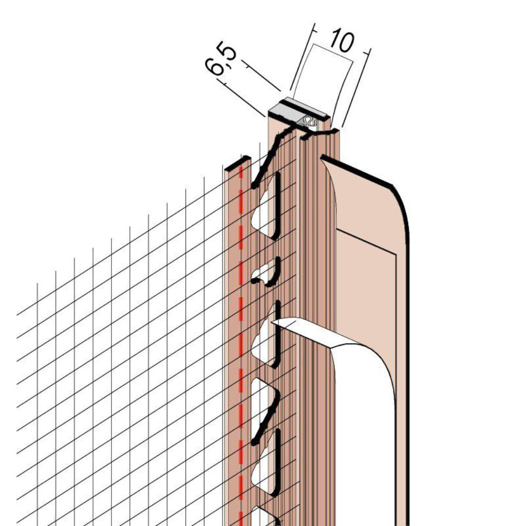 Anputzdichtleiste mit Schattenfuge, Membran, Gewebe 38810