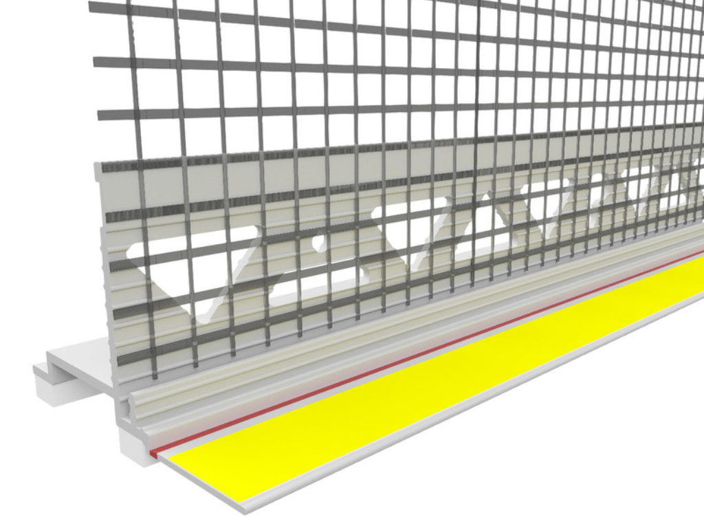 Anputzdichtleiste mit Schattenfuge und Gewebe