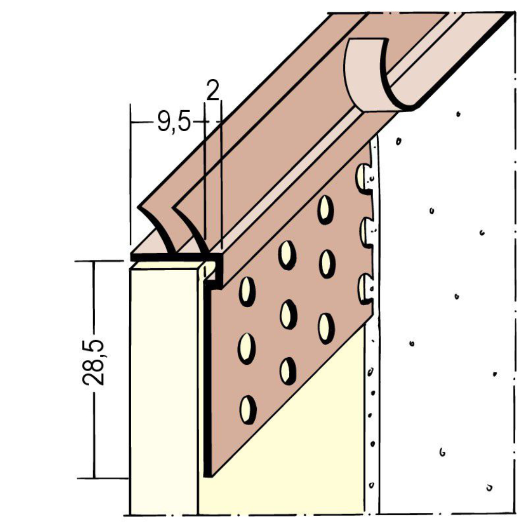 Anschlussprofil mit Schattenfuge für den Trockenbau 03784