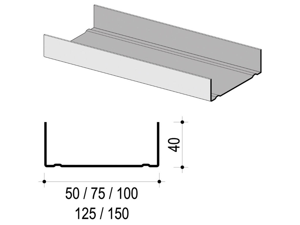 UW-Profil 100 x 40 x 0,6 mm