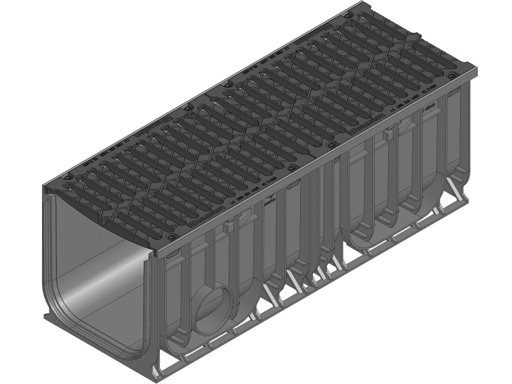 RECYFIX NC 300 Rinne Typ 010+Gussrost SW 2x142/18mm,Kl. D400