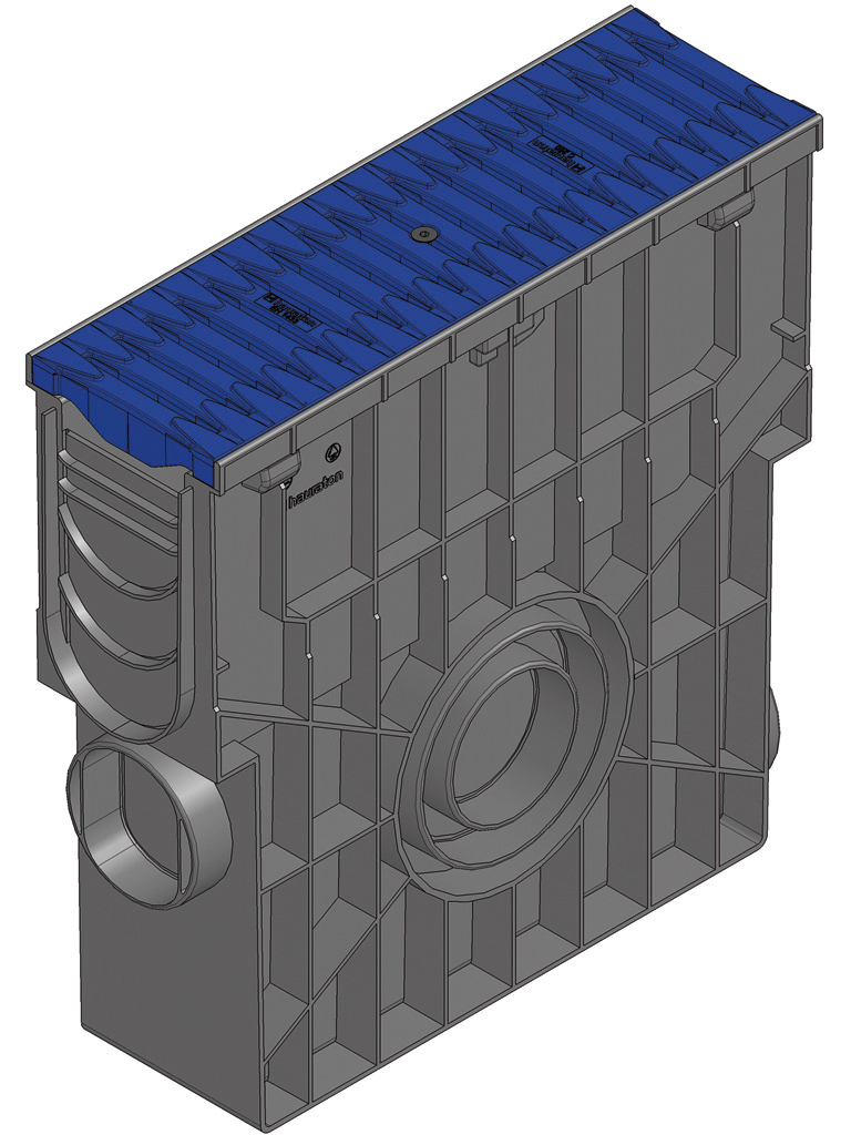 Einlaufkasten+FIBRETEC Design Stegrost SW 9mm,Farbe Ziegel