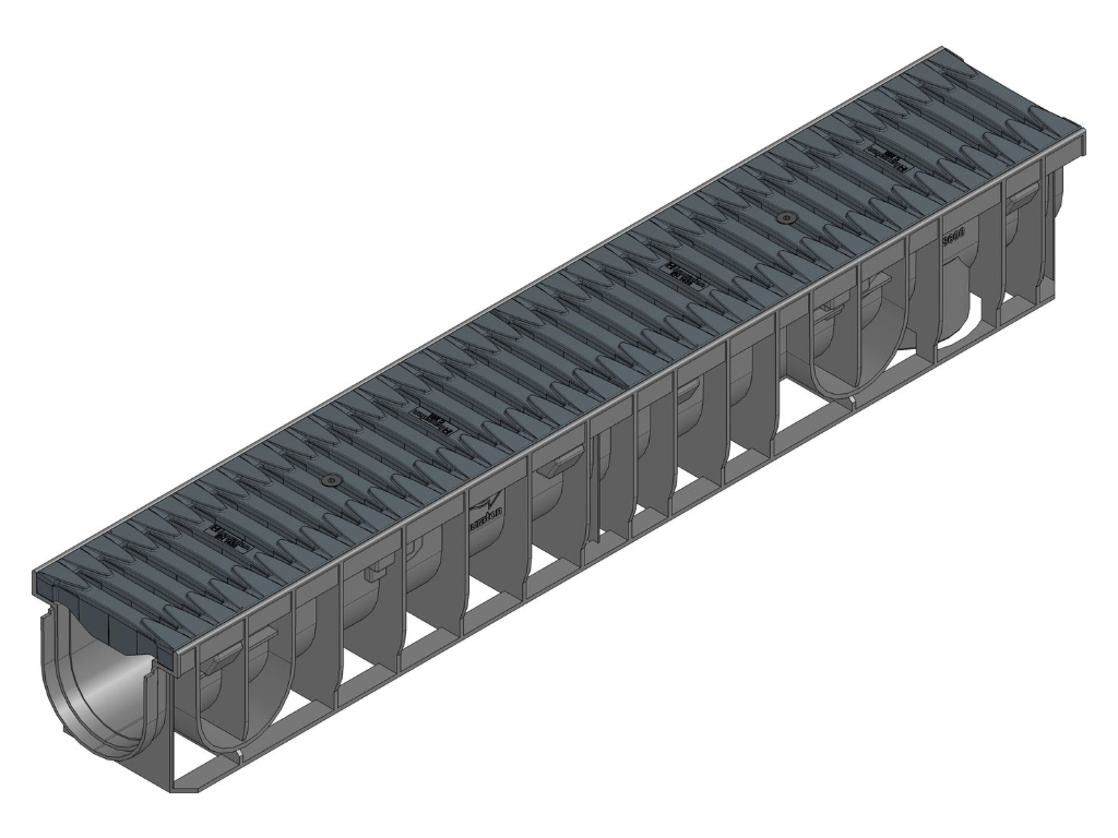 RECYFIX PRO100 Rinne Typ01+FIBRETEC Design Stegrost,Schiefer