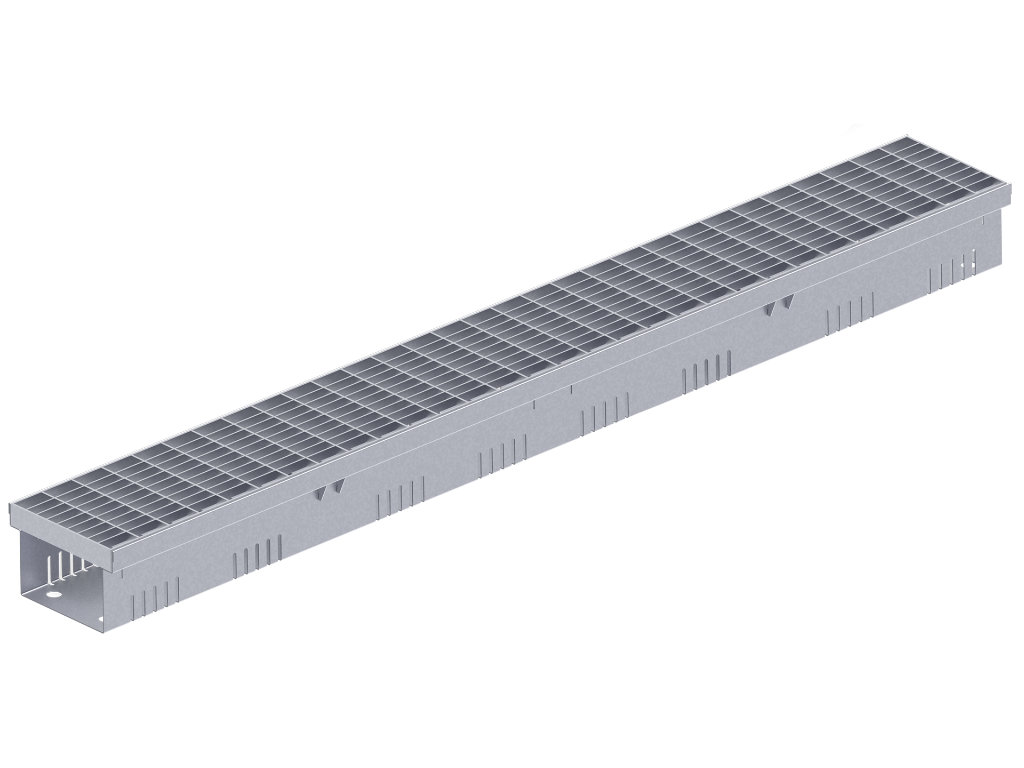 Fassadenrinne B 130, H 180, L 1000, verzinkt, perforiert