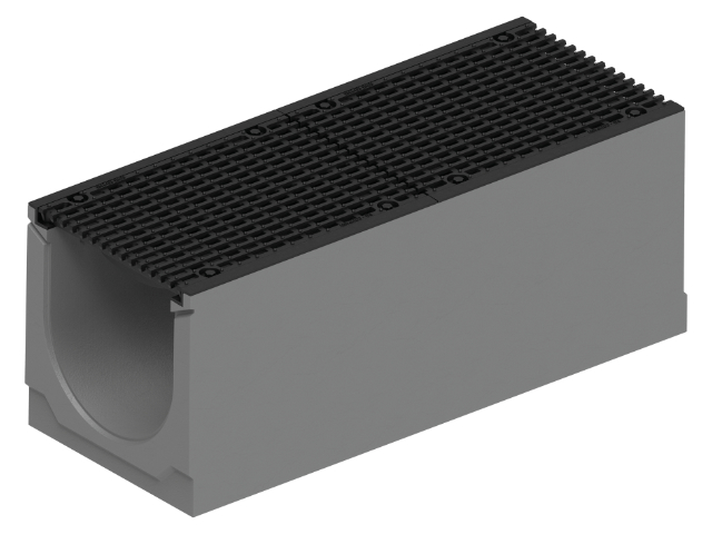 Schwerlastrinne SV mit Gusszarge und Sicherheitsfalz NW 300, Ablaufbohrung