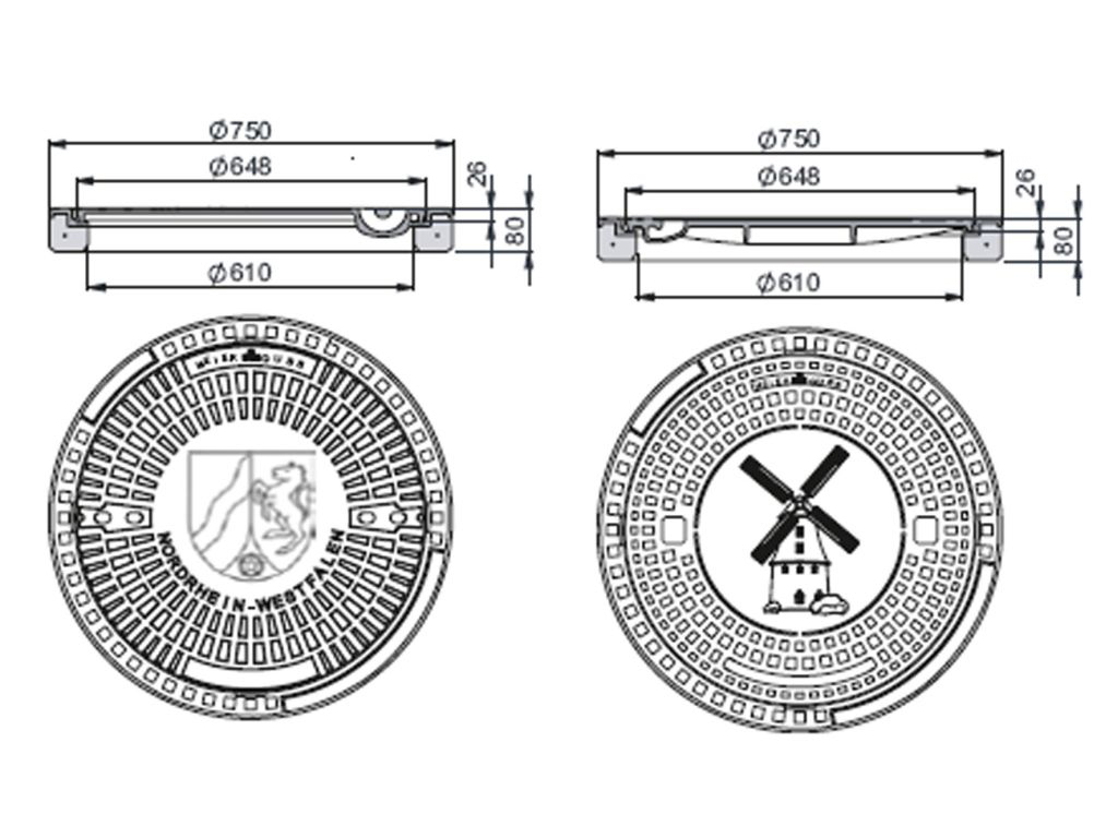 Rahmen: Beton-Guss | Deckel: Gusseisen