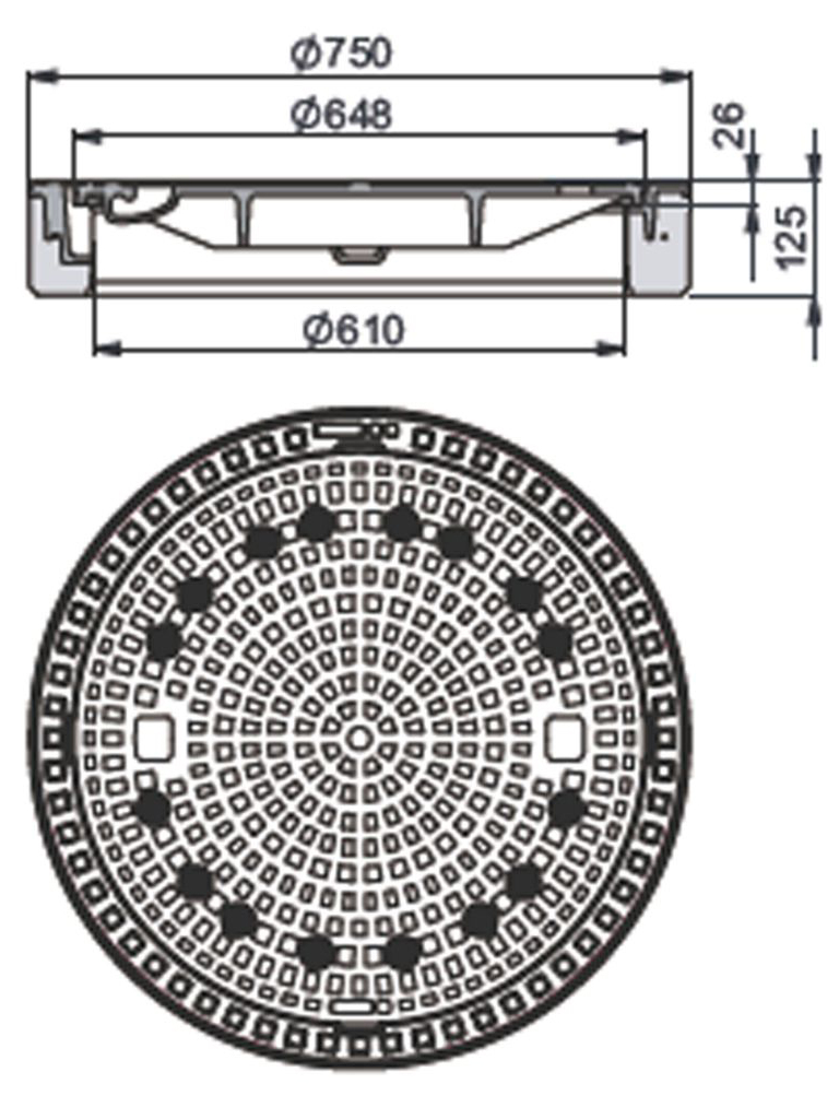 Rahmen: Beton-Guss | Deckel: Gusseisen