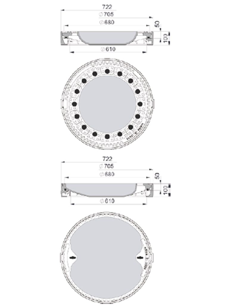 Rahmen: Gusseisen | Deckel: Beton-Guss