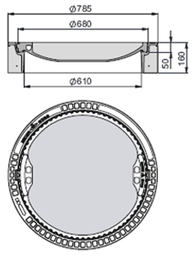 Rahmen: Beton-Guss | Deckel: Beton-Guss