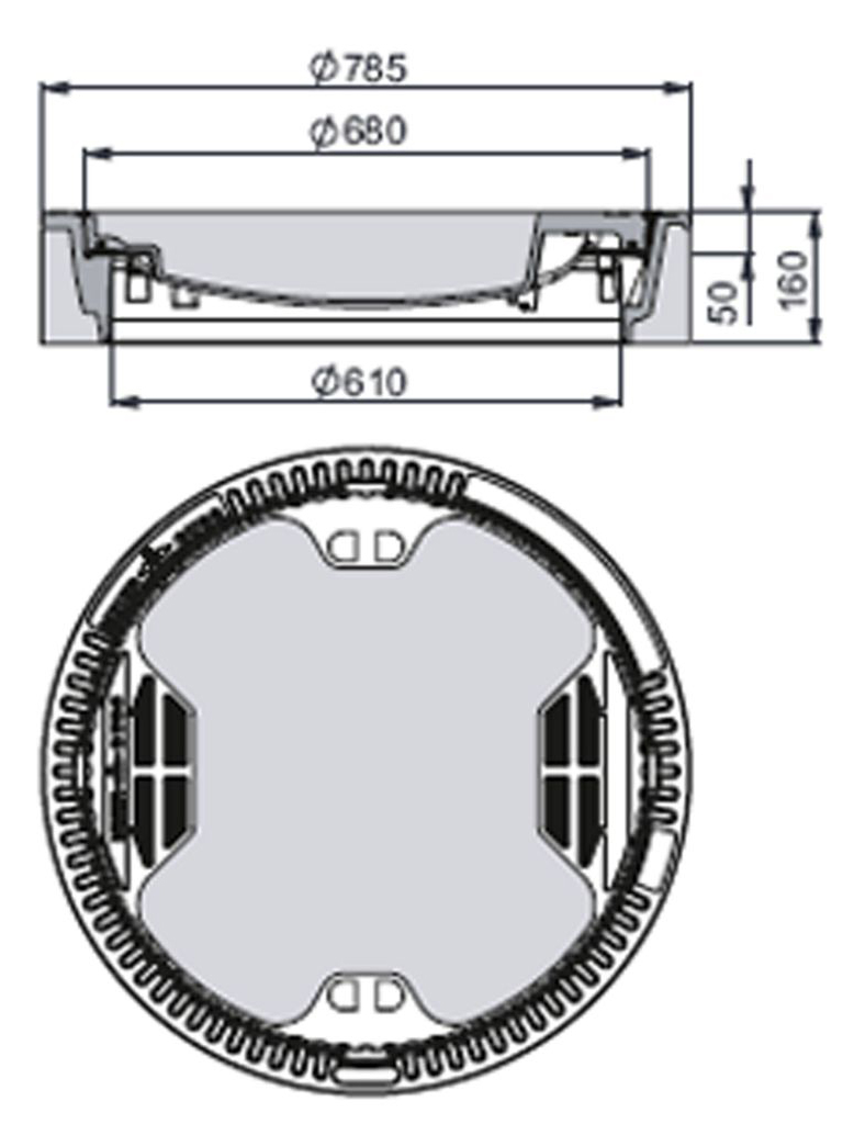 Rahmen: Beton-Guss | Deckel: Beton-Guss-Kleeblatt-Deckel