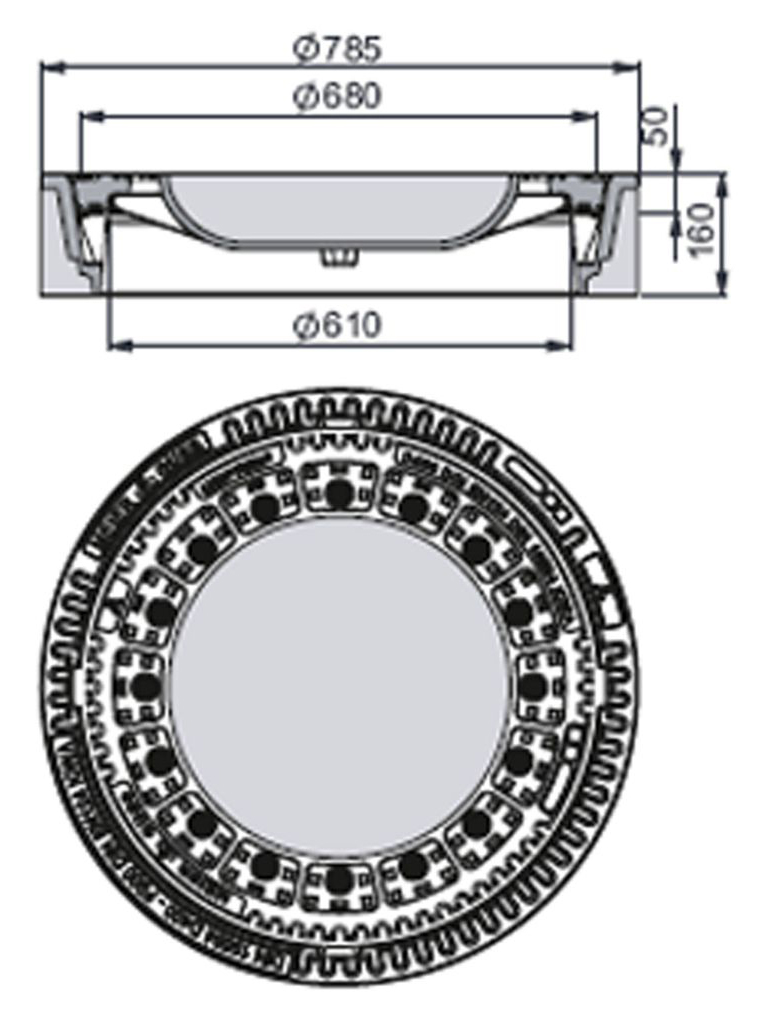 Rahmen: Beton-Guss | Deckel: Beton-Guss