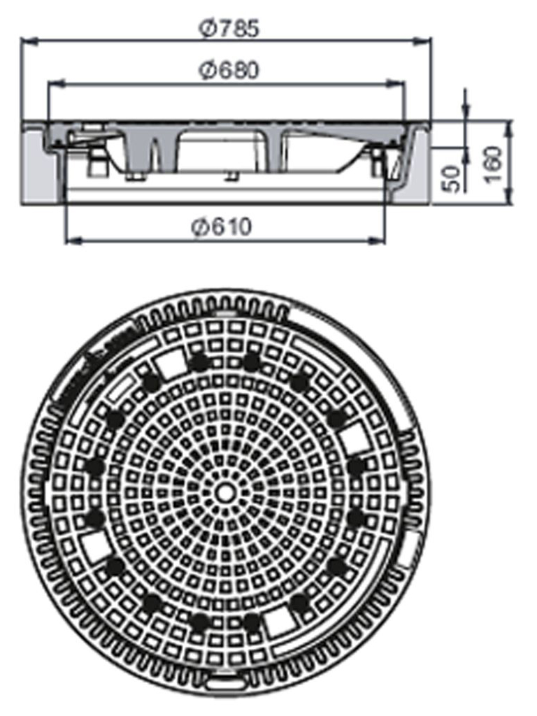 Rahmen: Beton-Guss | Deckel: Gusseisen