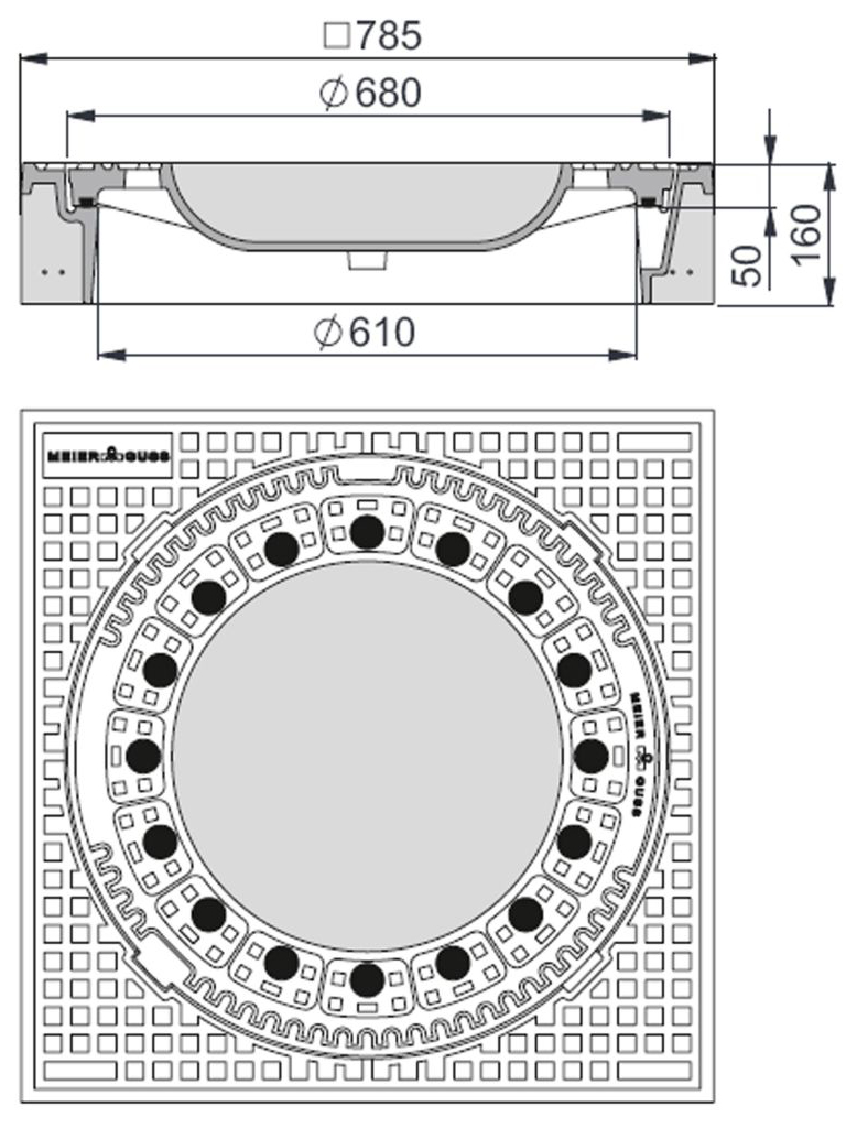 Rahmen: Beton-Guss | Deckel: Beton-Guss