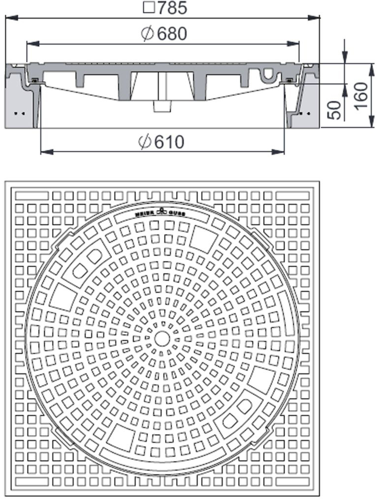 Rahmen: Beton-Guss | Deckel: Gusseisen