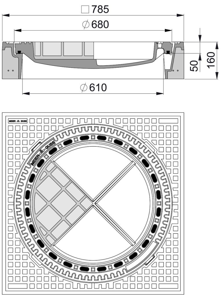 Rahmen: Beton-Guss | Deckel: Gusseisen