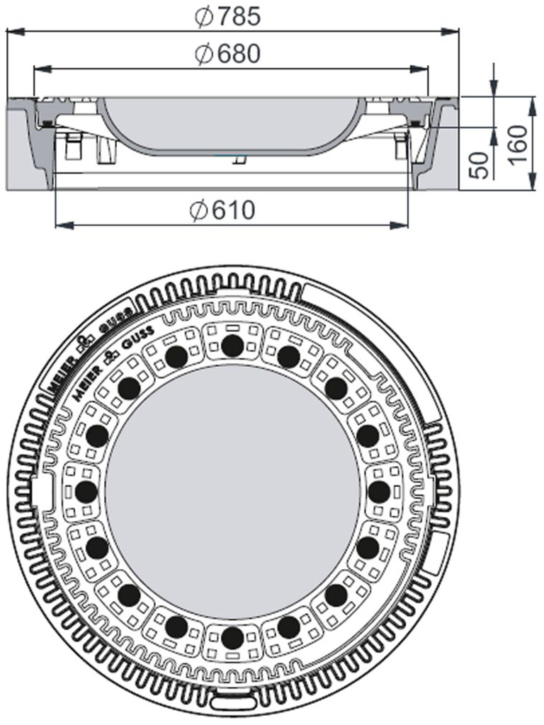 Rahmen: Beton-Guss | Deckel: Beton-Guss