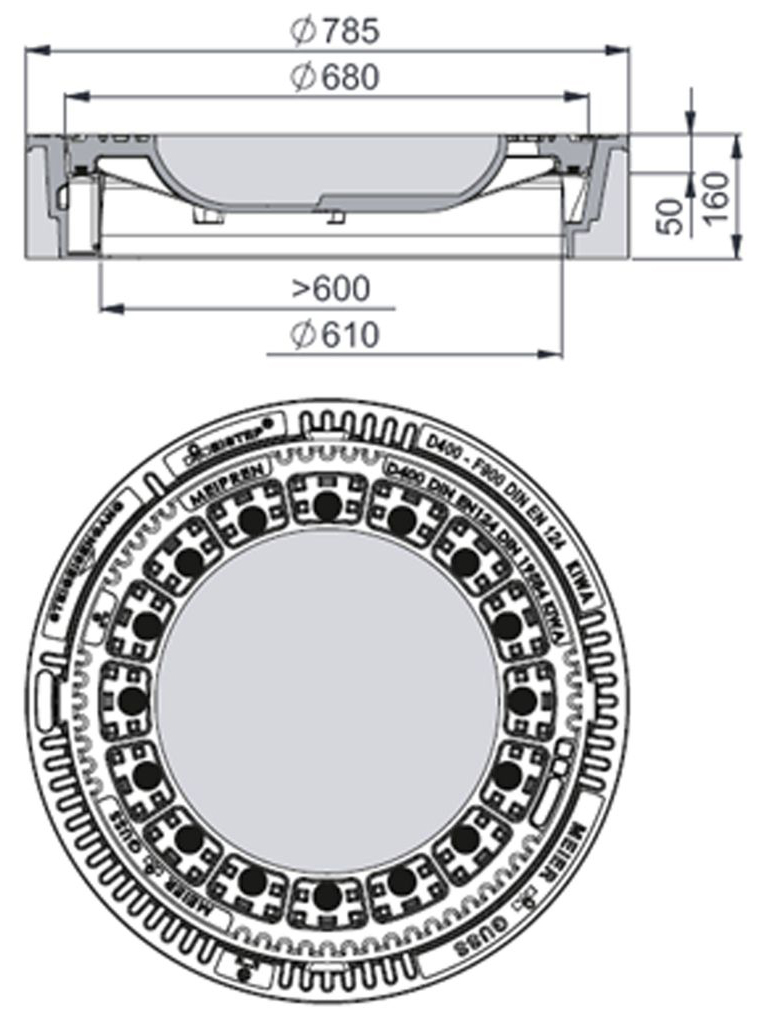 Rahmen: Beton-Guss | Deckel: Beton-Guss