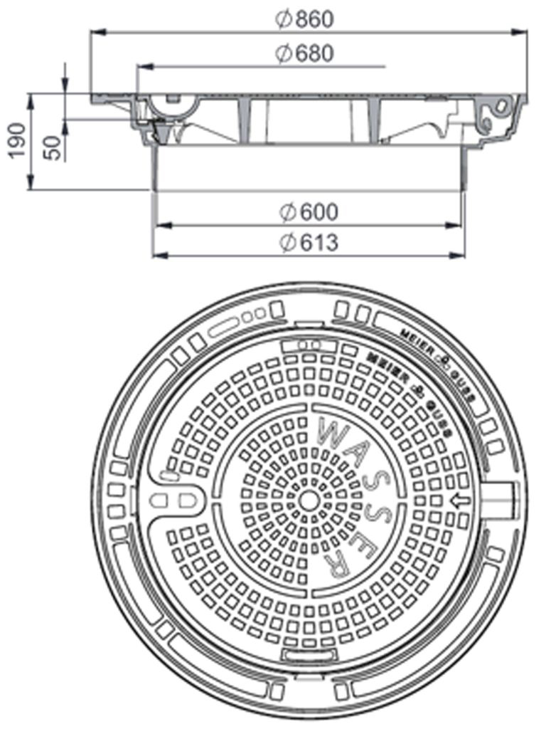 Rahmen: Gusseisen selbstnivellierend | Deckel: Gusseisen System – MEITOP®-S