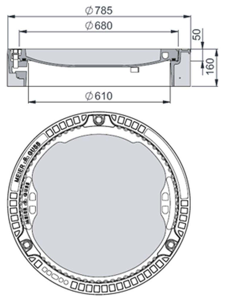 Rahmen: Beton-Guss | Deckel: Beton-Guss