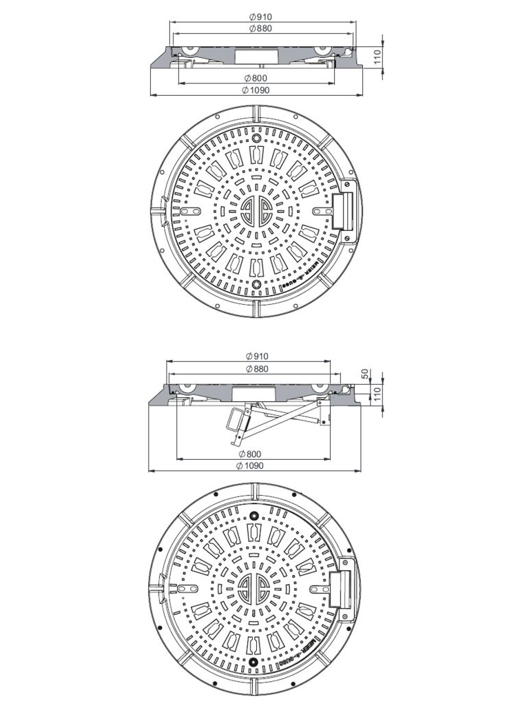 Rahmen: Gusseisen mit Flansch | Deckel: Gusseisen System BUDALOCK®