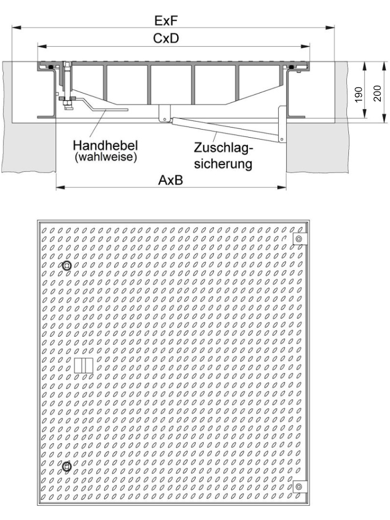 Rahmen: Stahl, feuerverzinkt | Deckel: Stahl, feuerverzinkt