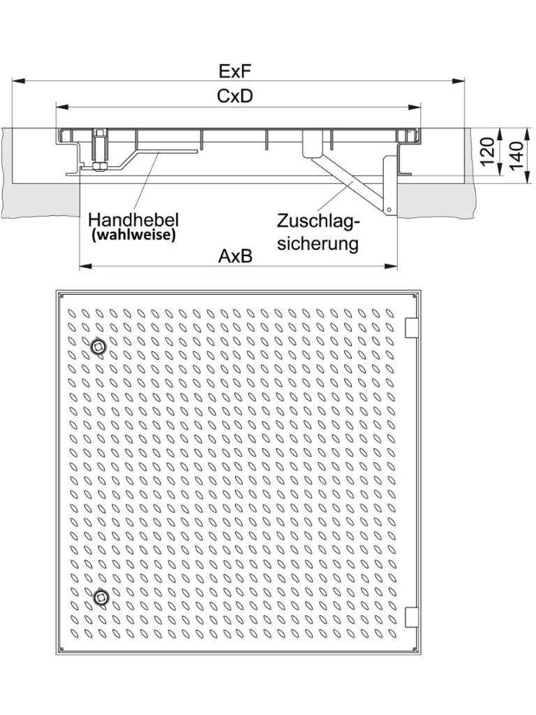 Rahmen: Stahl, nichtrostend | Deckel: Stahl, nichtrostend