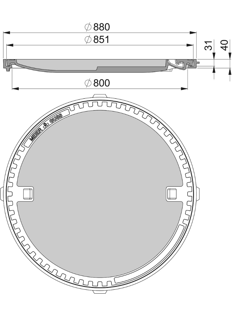 Rahmen: Gusseisen | Deckel: Beton-Guss