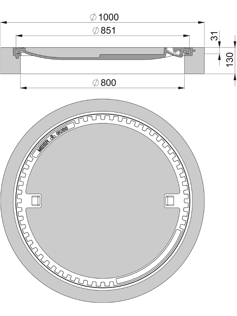 Rahmen: Beton-Guss| Deckel: Beton-Guss