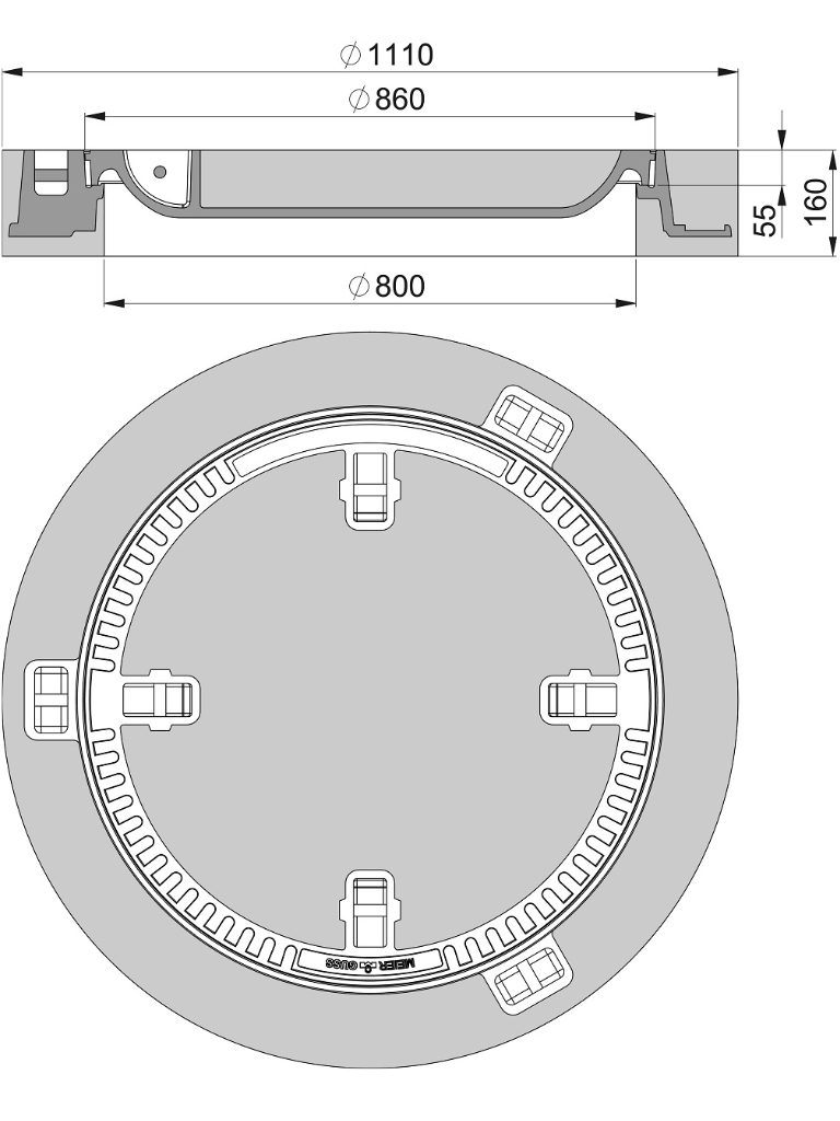 Rahmen: Beton-Guss| Deckel: Beton-Guss