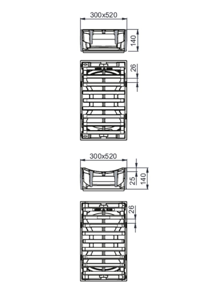 Rahmen: Gusseisen | Rost: Gusseisen | 300 x 500