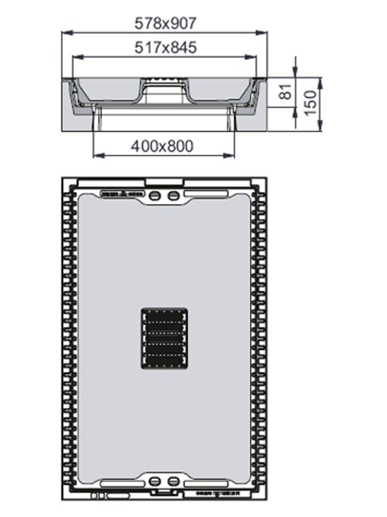 Rahmen: Beton-Guss | Deckel: Beton-Guss | zum Kabel-Abzweigkasten 800/400