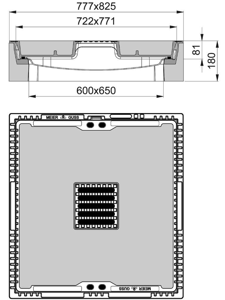 Rahmen: Beton-Guss | Deckel: Beton-Guss | zum Kabel-Abzweigkasten 650/600