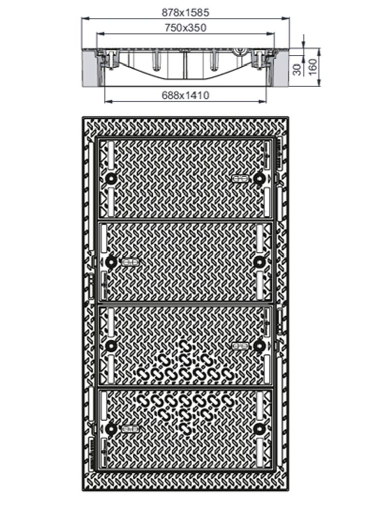 Rahmen: Beton-Guss | Deckel: Gusseisen | lichte Weite 700/1410