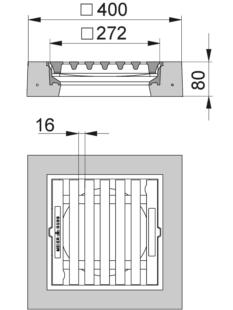 Rahmen: Beton-Guss | Rost: Gusseisen