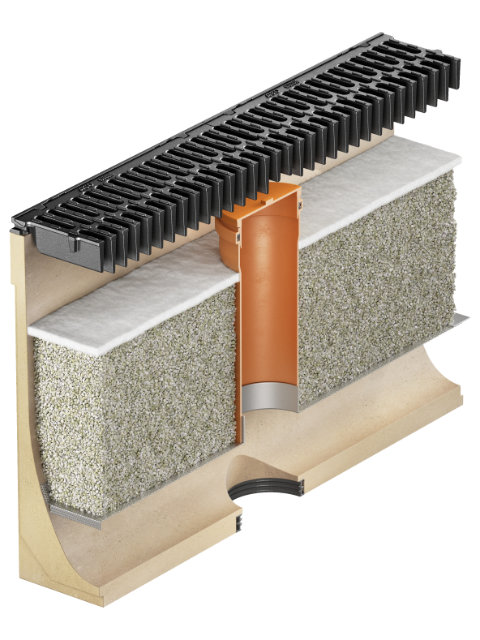 Set ACO PowerDrain Stormclean 300 Substratrinne mit Boden-Trennblech für Revisionsrohr OHNE Bypass