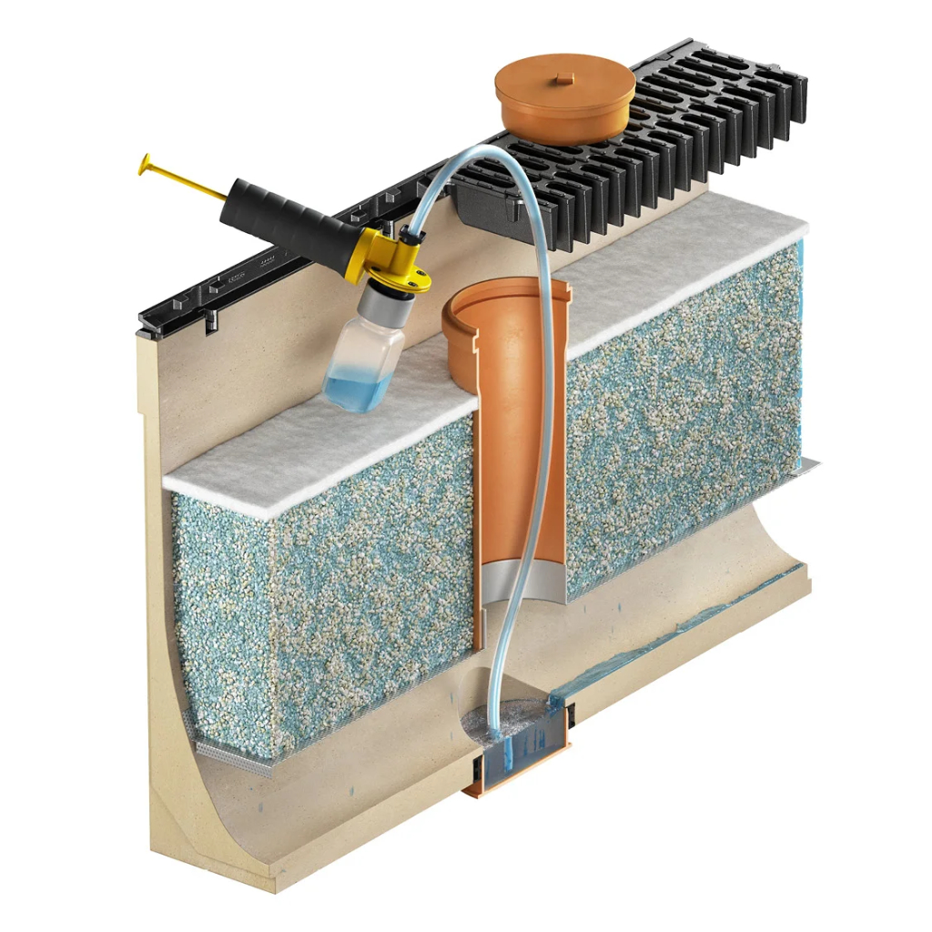 Set ACO PowerDrain Stormclean 300 Substratrinne mit Boden-Trennblech zur Ausführung als Probeentnahme-Einheit