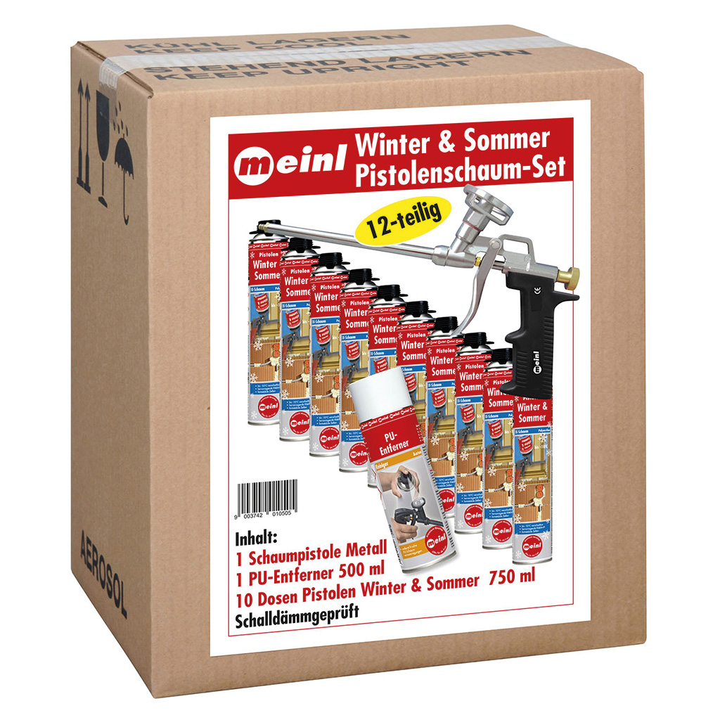 Winter & Sommer Pistolenschaum-Set 12-teilig 1-K-Polyurethanschaum