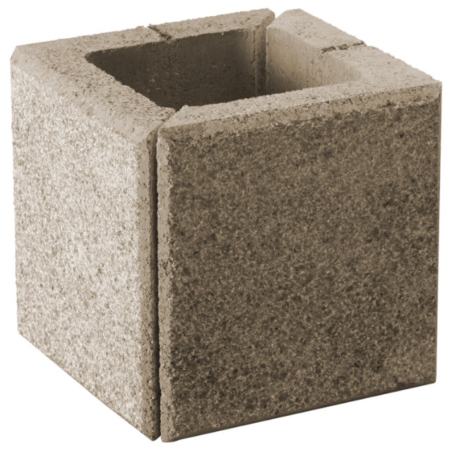 Zaunstein Modern 20cm gestrahlt Sand Eckstein 20x20