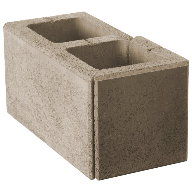 Zaunstein Modern 20cm natur Sand Eckstein 40x20 links