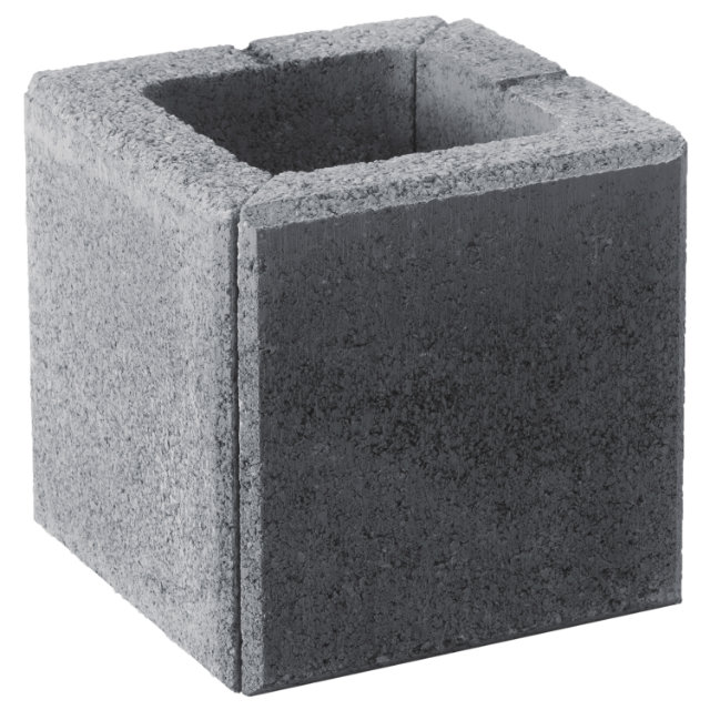 Zaunstein Modern 20cm natur Perlgrau Eckstein 20x20