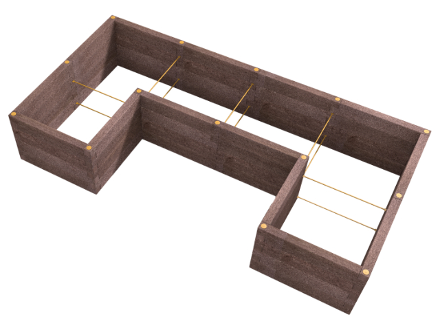 Durisol Hochbeet U1-Form 450x230x80 Rotbraun