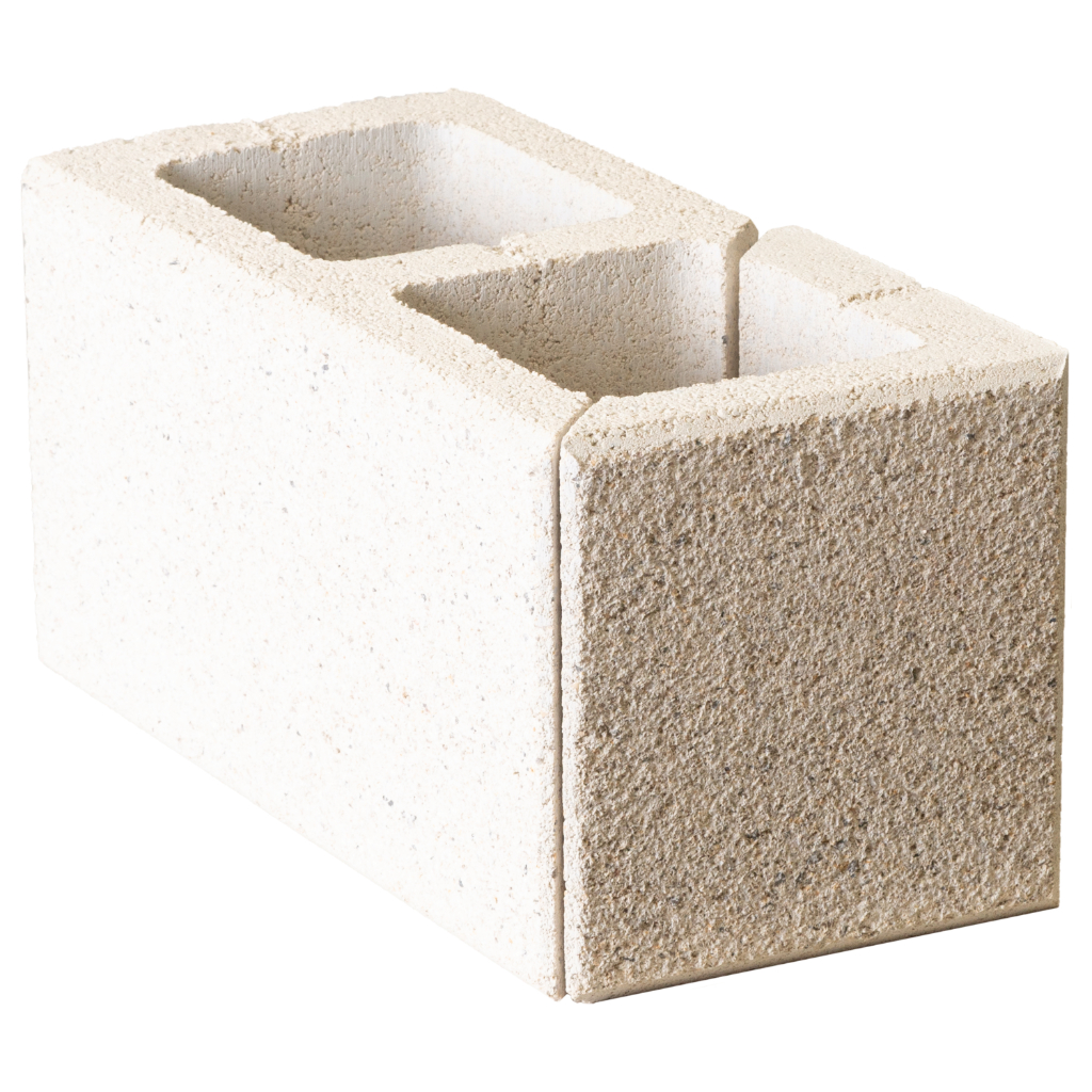 Zaunstein Modern 20cm gestrahlt Arktis Eckstein 40x20 links