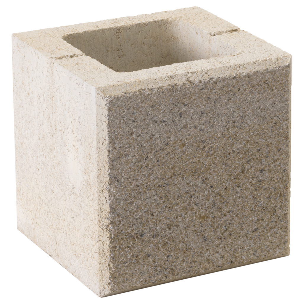 Zaunstein Modern 20cm gestrahlt Arktis Halbstein 2-seitig Fo