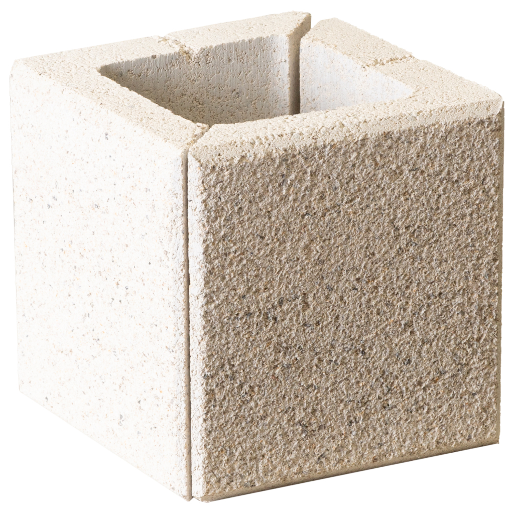 Zaunstein Modern 20cm gestrahlt Arktis Eckstein 20x20 geschn