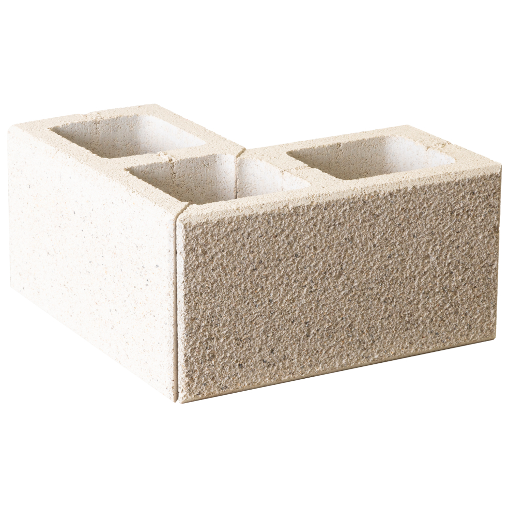 Zaunstein Modern 20cm gestrahlt Arktis Eckstein 40x40 geschn