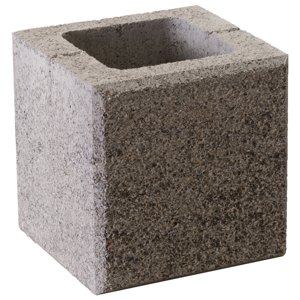 Zaunstein Modern 20cm gestrahlt Rauchquarz Halbstein 2-seiti